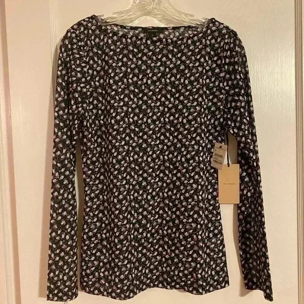 Halogen Black and White Floral Top